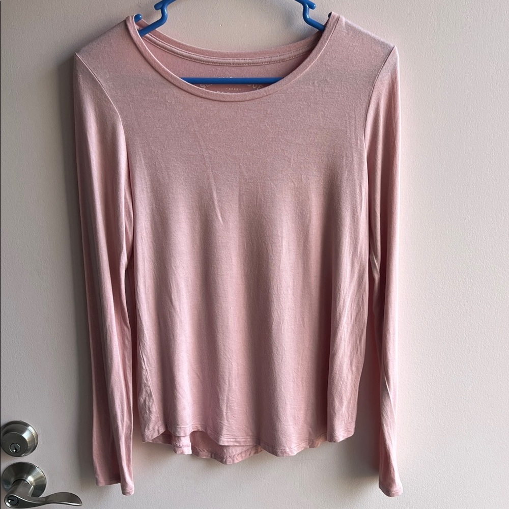 Chic Long Sleeve Pink Tee